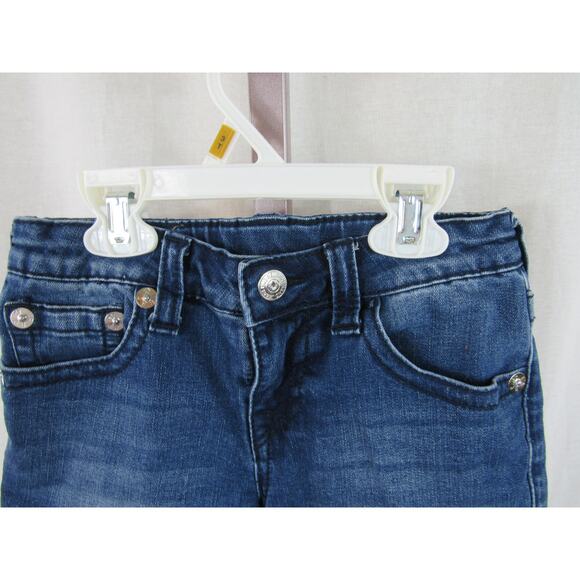 True Religion Girls Size 7 Denim Bermuda Shorts Frayed Hems - Picture 2 of 5